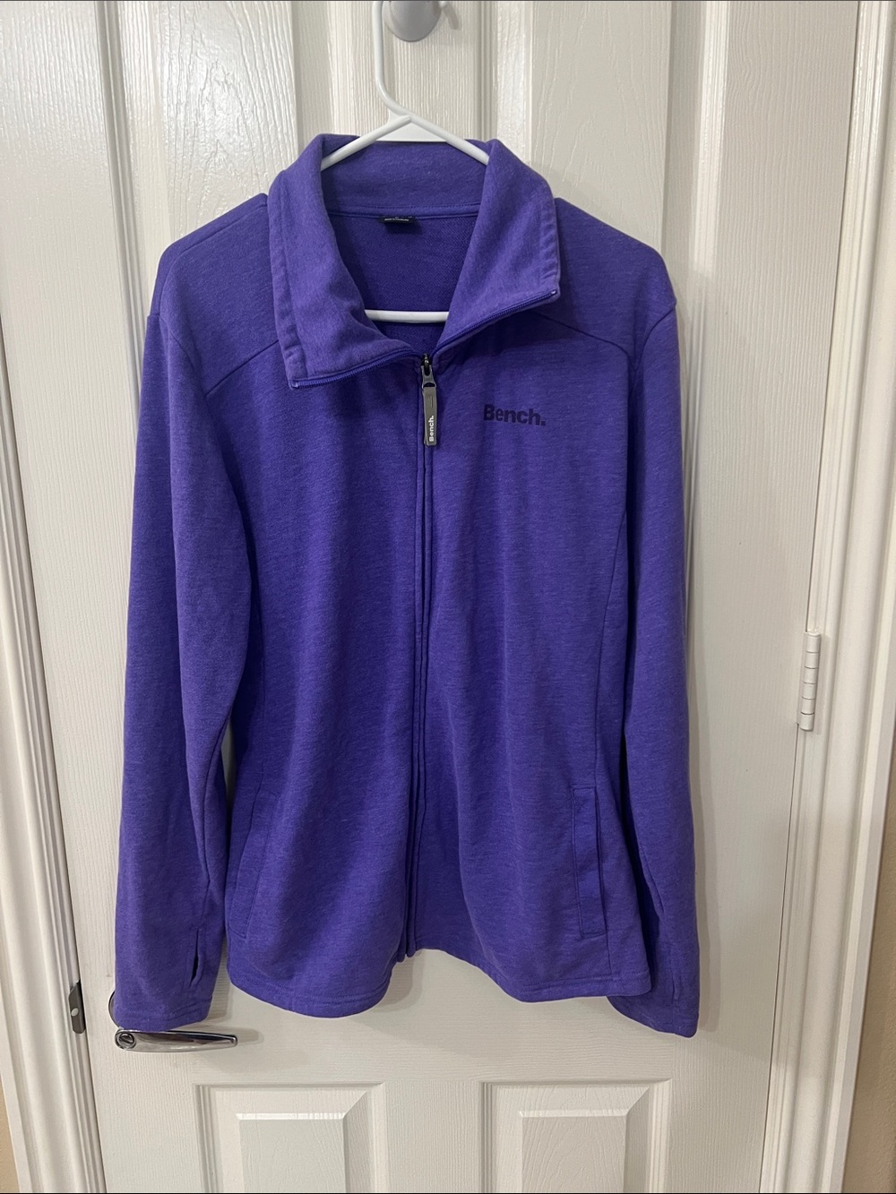 Bench Women's Full-Zip Mock Neck French Terry / Fleece Jacket in a solid purple